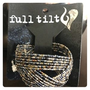 Beaded Bracelet, multi color, tan/blue/brown.